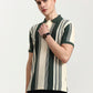 Green & White Striped Slim Fit Polo T-Shirt | Greenfibre
