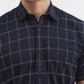 Navy Blue Checked Smart Fit Semi Casual Shirt | Greenfibre