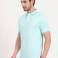 Aqua Blue Solid Slim Fit Polo T-Shirt | Greenfibre