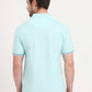Aqua Blue Solid Slim Fit Polo T-Shirt | Greenfibre
