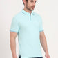 Aqua Blue Solid Slim Fit Polo T-Shirt | Greenfibre