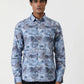 Aqua Blue Printed Slim Fit Casual Shirt | Greenfibre