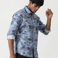 Aqua Blue Printed Slim Fit Casual Shirt | Greenfibre