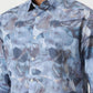Aqua Blue Printed Slim Fit Casual Shirt | Greenfibre