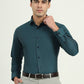 Teal Green Solid Slim Fit Party Wear Shirt | Greenfibre