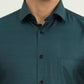Teal Green Solid Slim Fit Party Wear Shirt | Greenfibre