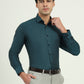 Teal Green Solid Slim Fit Party Wear Shirt | Greenfire