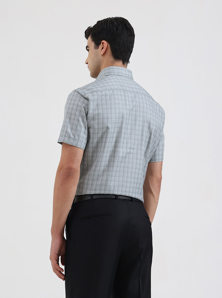 Grey Checked Regular Fit Formal Shirt | Greenfibre