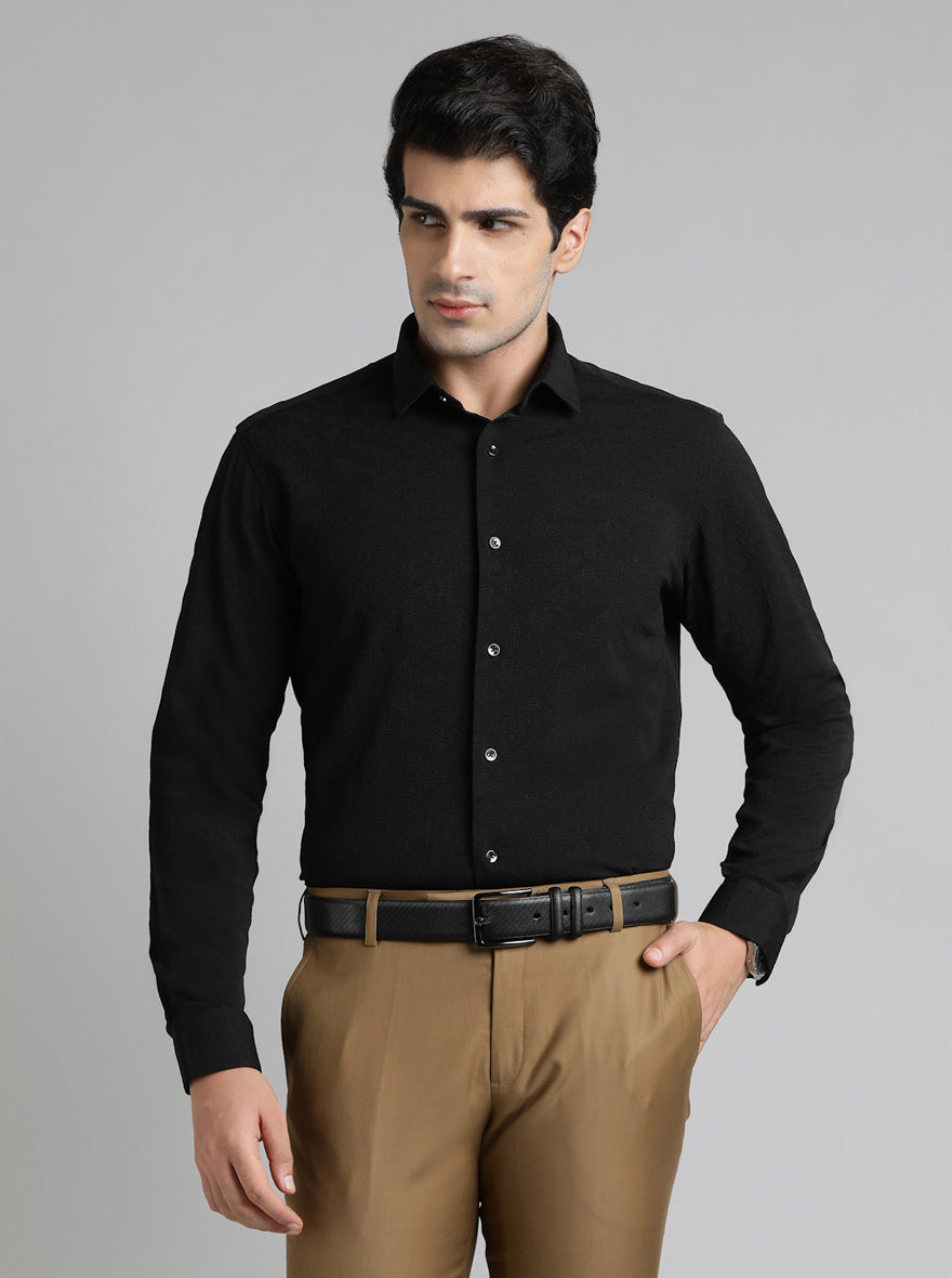 Black Solid Slim Fit Party Wear Shirt | Greenfibre