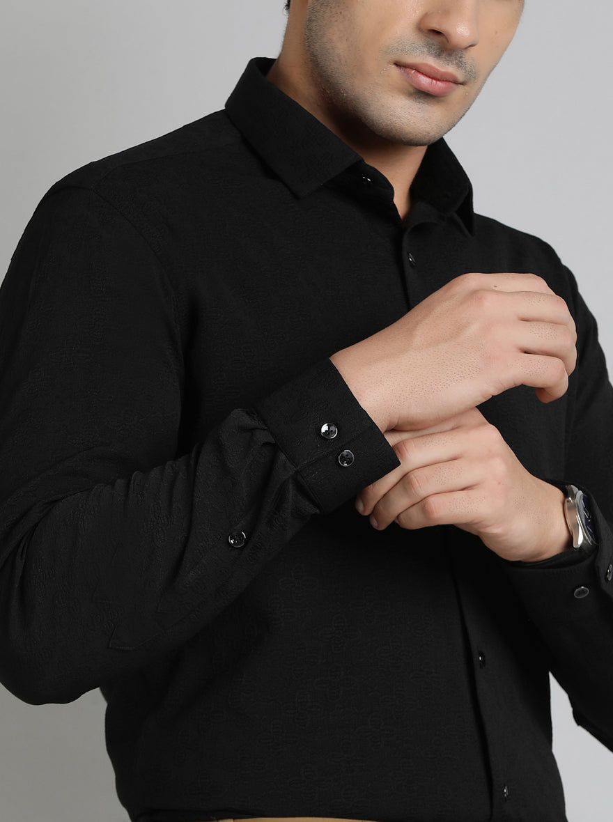 Black Solid Slim Fit Party Wear Shirt | Greenfibre