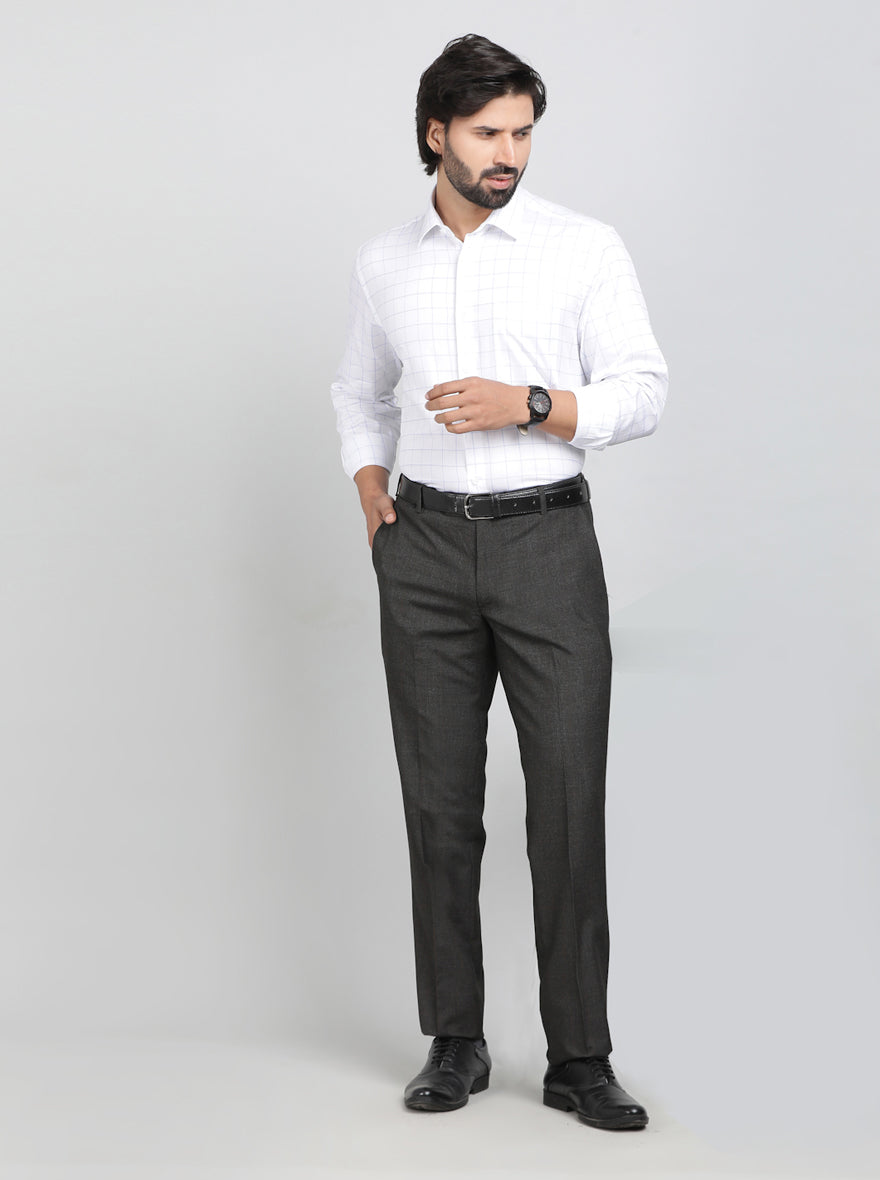 Coffee Brown Checked Slim Fit Formal Trouser | Greenfibre