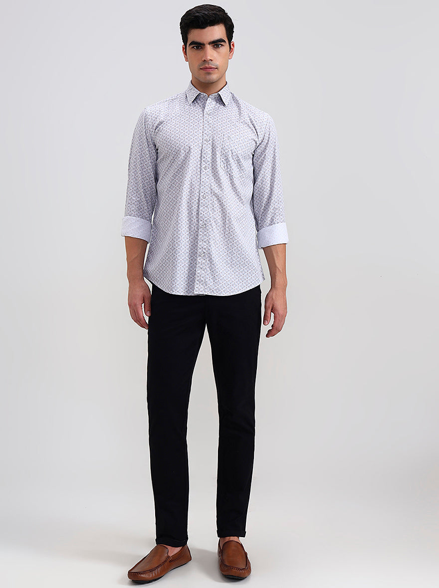 Grey Printed Smart Fit Semi Casual Shirt | Greenfibre