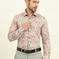 Pink & Brown Printed Slim Fit Party Wear Shirt | Wyre
