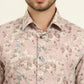 Pink & Brown Printed Slim Fit Party Wear Shirt | Wyre