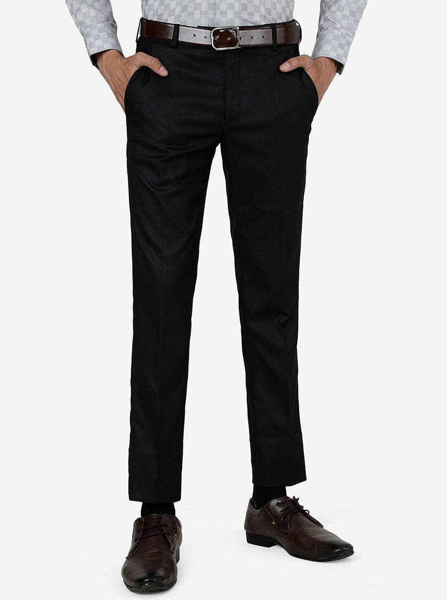 Black Solid Super Slim Fit Formal Trouser | Greenfibre