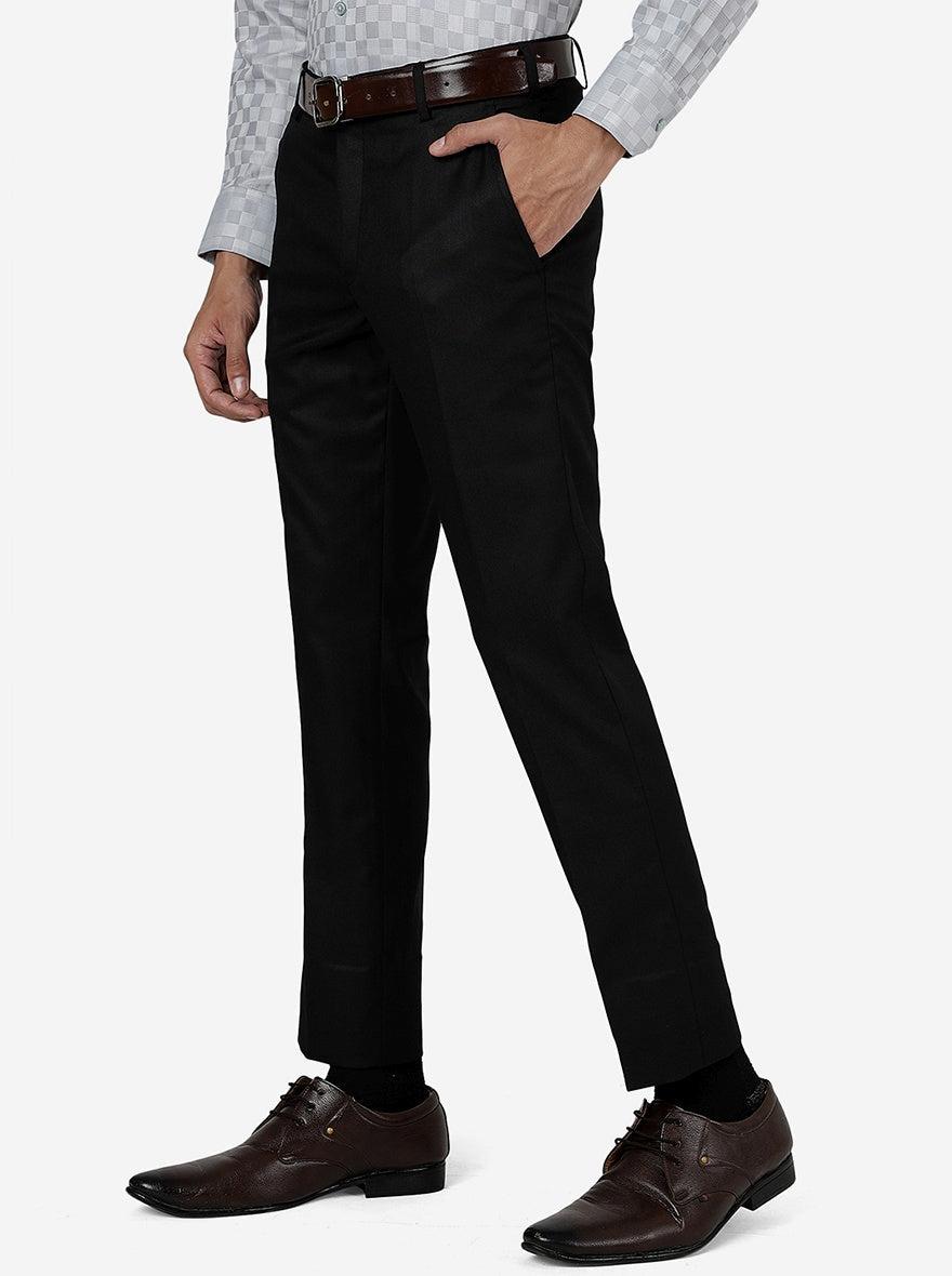 Black Solid Super Slim Fit Formal Trouser | Greenfibre