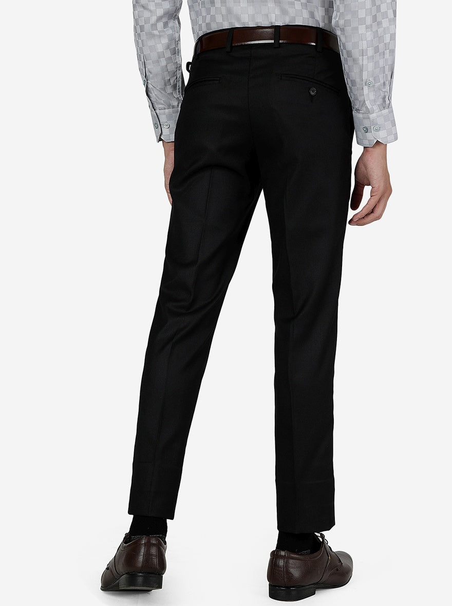 Black Solid Super Slim Fit Formal Trouser | Greenfibre