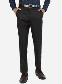 Brown Solid Super Slim Fit Formal Trouser | Greenfibre