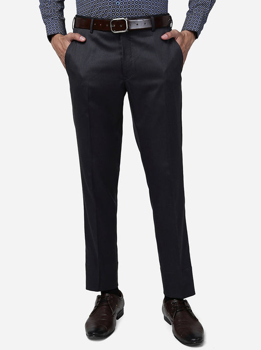 Dark Grey Solid Super Slim fit Formal Trouser | Greenfibre