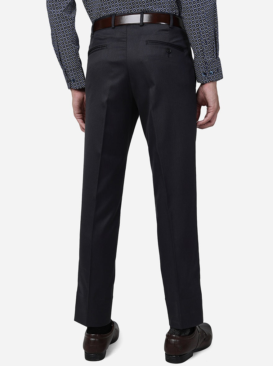 Dark Grey Solid Super Slim fit Formal Trouser | Greenfibre