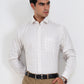 White & Fawn Checked Regular Fit Formal Shirt | Greenfibre