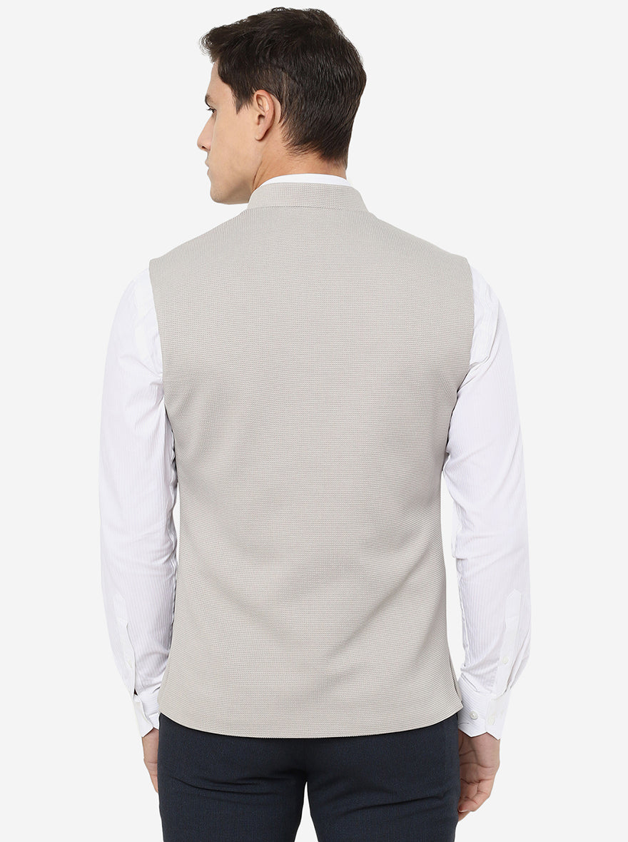 Grey Solid Regular Fit Bandgala Jacket | Greenfibre