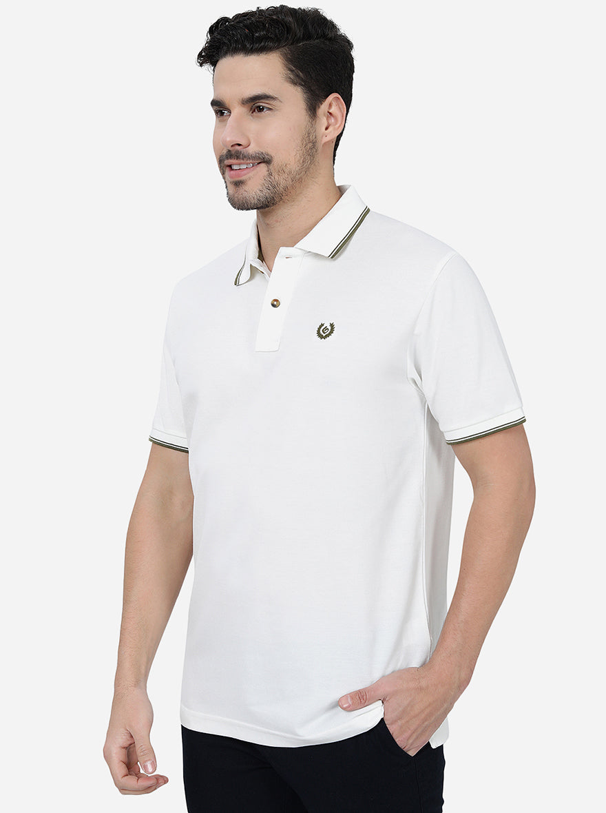 White Solid Slim Fit T-Shirt | Greenfibre