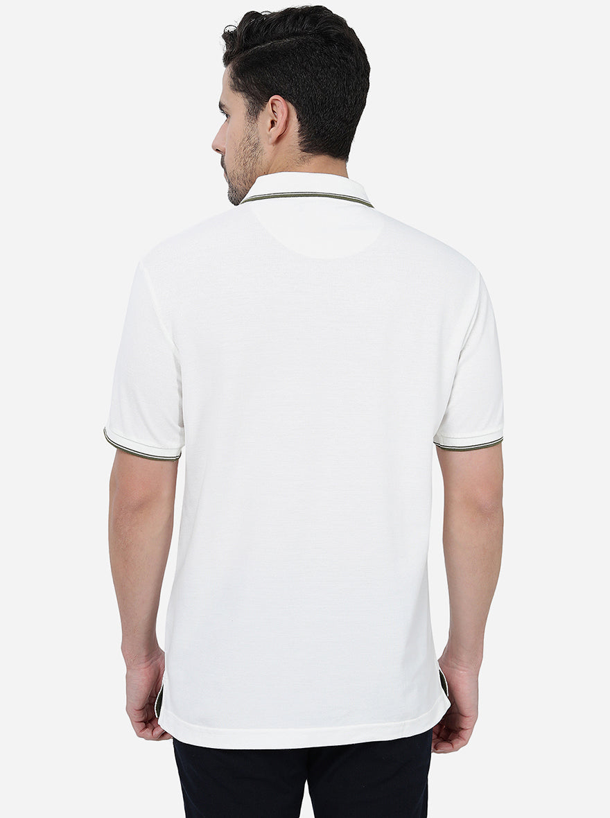 White Solid Slim Fit Polo T-Shirt | Greenfibre