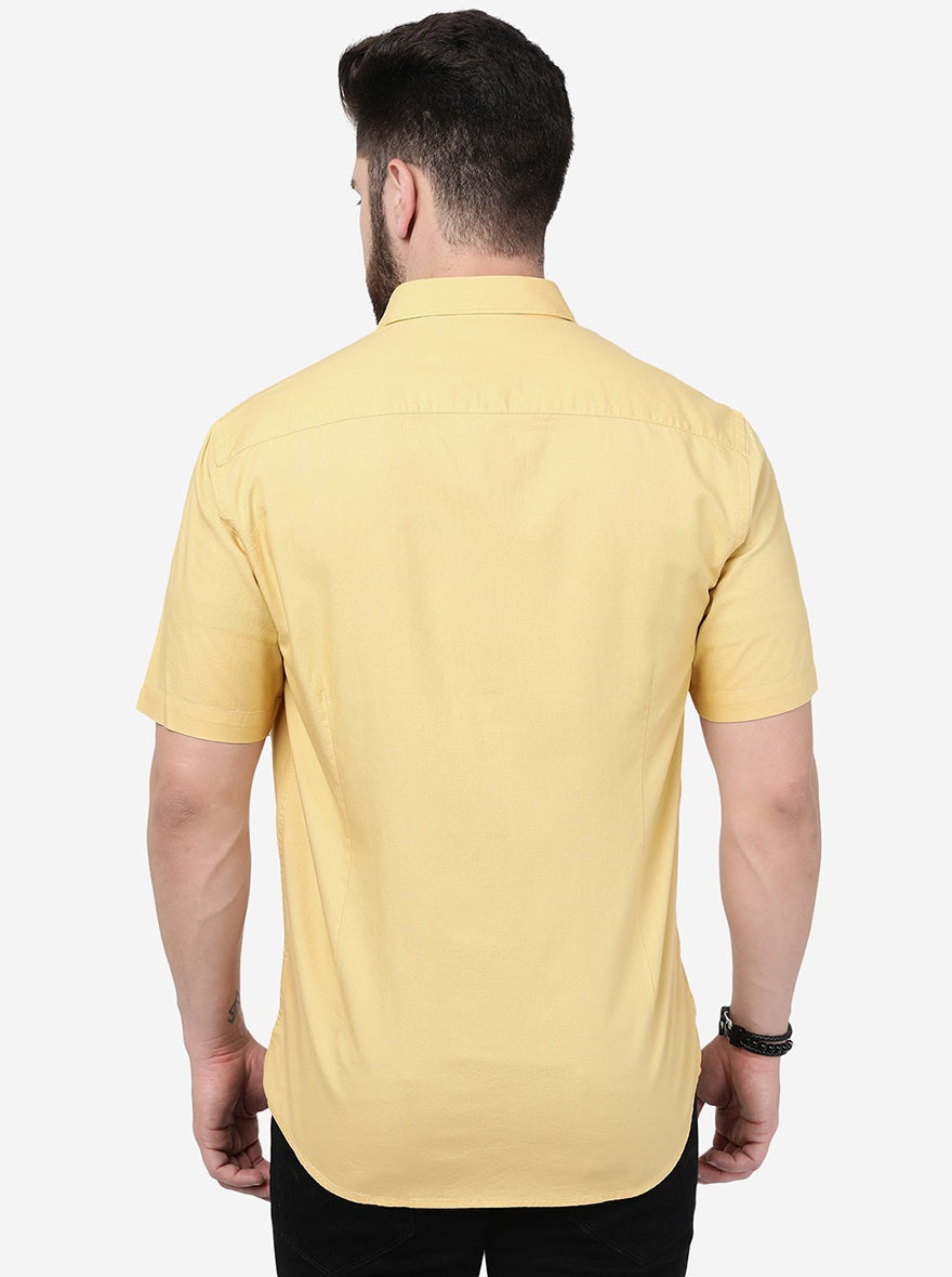 Pineapple Yellow Solid Smart Fit Semi Casual Shirt | Greenfibre