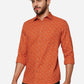 Orange Printed Smart Fit Semi Casual Shirt | Greenfibre