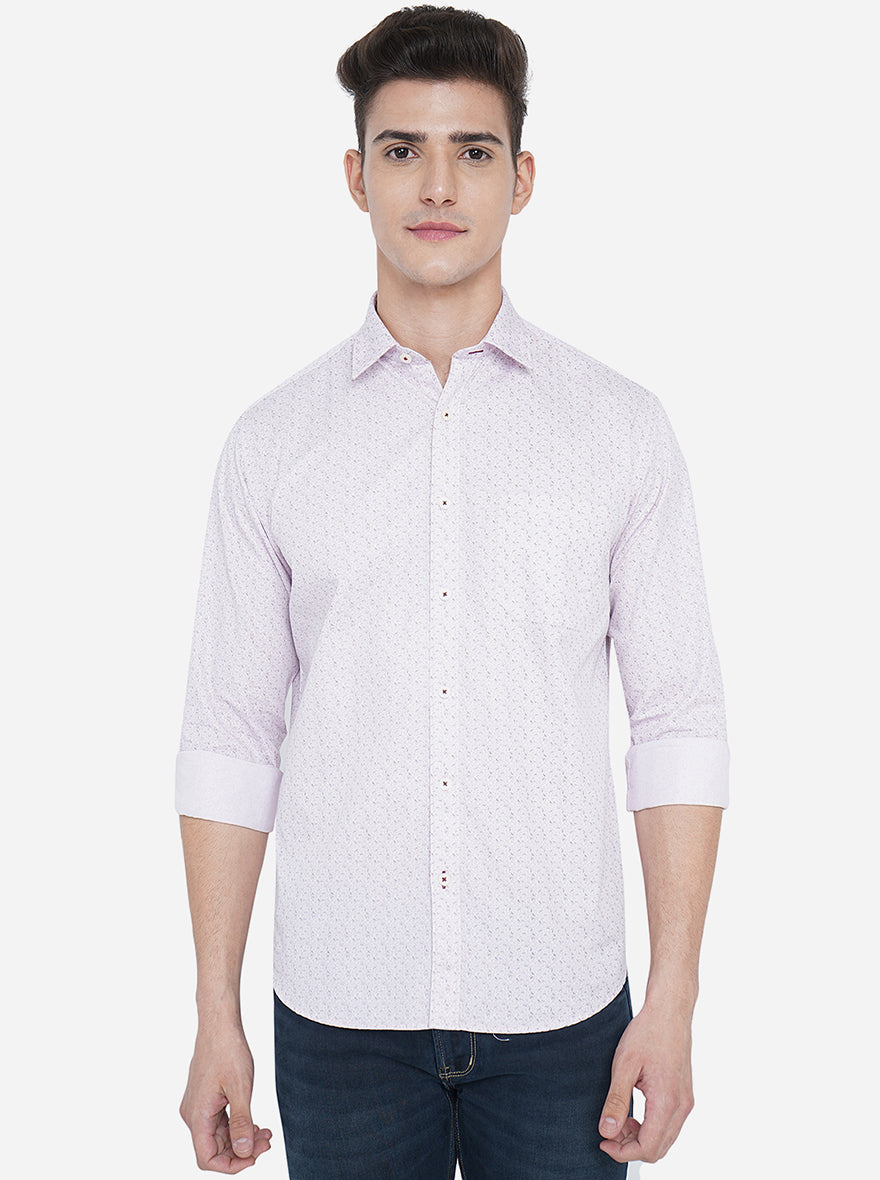 Pink Printed Classic Fit Casual Shirt | Greenfibre