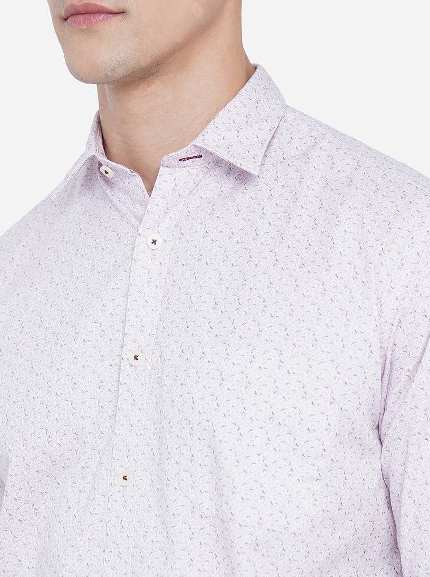 Pink Printed Classic Fit Casual Shirt | Greenfibre