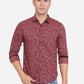 Oxblood Red Printed Slim Fit Semi Casual Shirt | Greenfibre