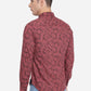 Oxblood Red Printed Slim Fit Semi Casual Shirt | Greenfibre