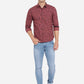 Oxblood Red Printed Slim Fit Semi Casual Shirt | Greenfibre