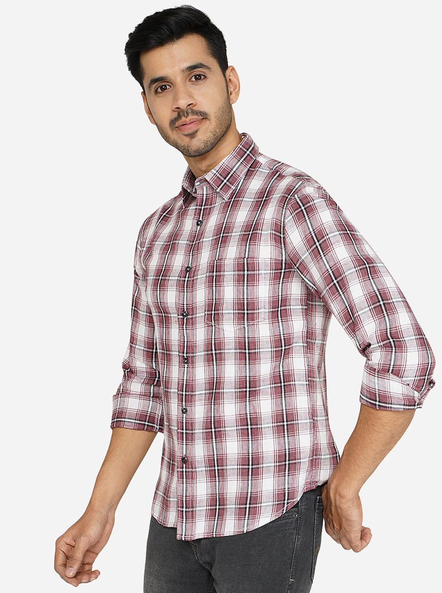 Multicolor Checked Slim Fit Semi Casual Shirt | Greenfibre