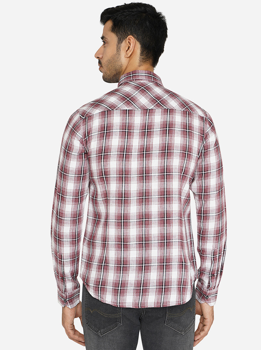 Multicolor Checked Slim Fit Semi Casual Shirt | Greenfibre