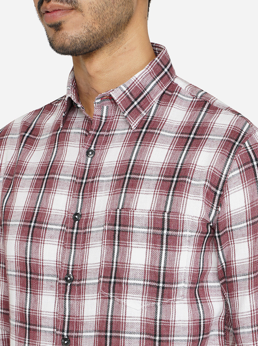 Multicolor Checked Slim Fit Semi Casual Shirt | Greenfibre