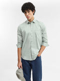 Mint Green Solid Smart Fit Semi Casual Shirt | Greenfibre