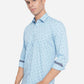 Ethereal Blue Printed Slim Fit Casual Shirt | Greenfibre