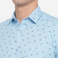 Ethereal Blue Printed Slim Fit Casual Shirt | Greenfibre