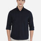 Navy Blue Solid Slim Fit Semi Casual Shirt | Greenfibre