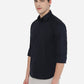 Navy Blue Solid Slim Fit Semi Casual Shirt | Greenfibre