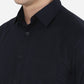 Navy Blue Solid Slim Fit Semi Casual Shirt | Greenfibre