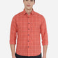 Orange Checked Slim Fit Semi Casual Shirt | Greenfibre