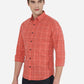 Orange Checked Slim Fit Semi Casual Shirt | Greenfibre