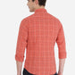 Orange Checked Slim Fit Semi Casual Shirt | Greenfibre