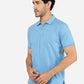 Blue Printed Slim Fit Polo T-Shirt | Greenfibre