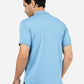 Blue Printed Slim Fit Polo T-Shirt | Greenfibre