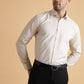 Beige Striped Regular Fit Formal Shirt | Greenfibre